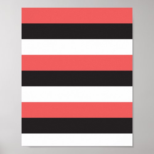 Stripes Pattern Pink Black White Poster