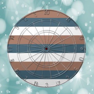 Stripes Pattern Teal Mocha White Dart Board