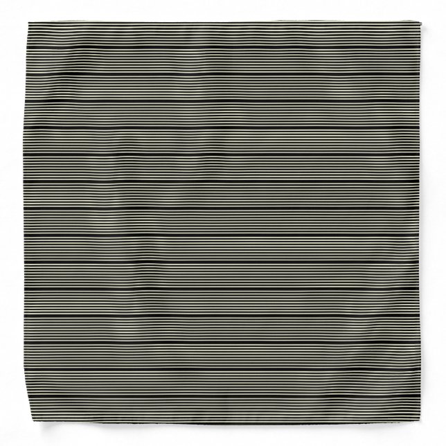 Stripes pattern two tone black cream bandana (Front)