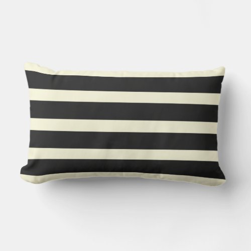 Stripes pattern two tone black cream lumbar pillow