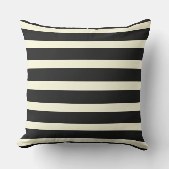 Stripes pattern two tone black cream outdoor pillow (Front)