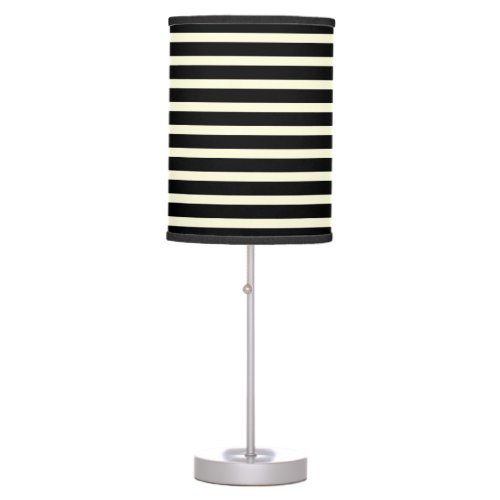 Stripes pattern two tone black cream table lamp