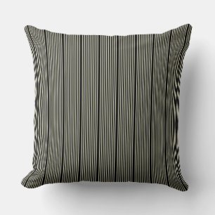 Stripes pattern two tone black cream throw pillow