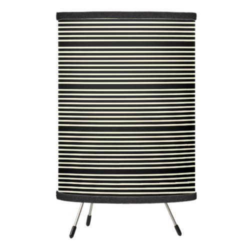 Stripes pattern two tone black cream tripod lamp