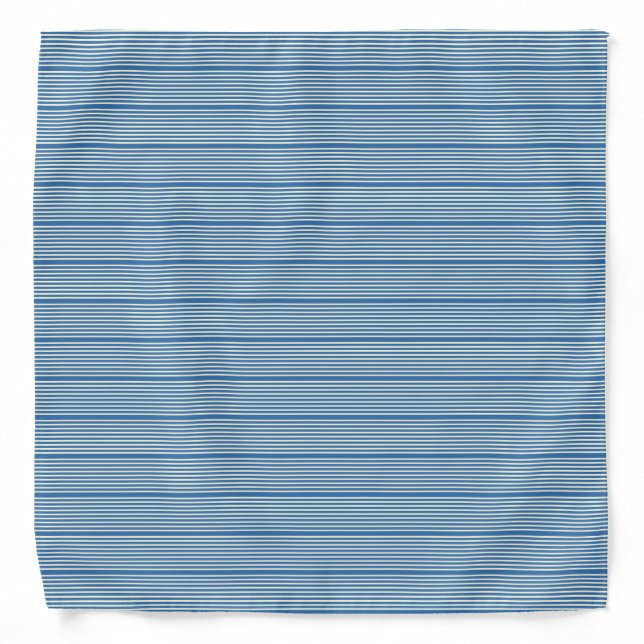 Stripes pattern two tone blue cream bandana (Front)