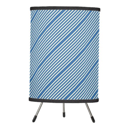 Stripes pattern two tone blue cream tripod lamp