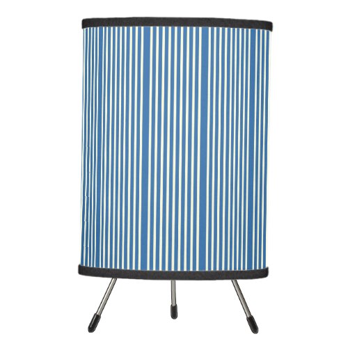 Stripes pattern two tone blue cream tripod lamp