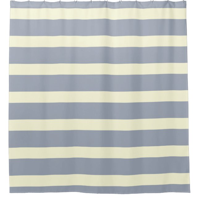 Stripes pattern two tone grey cream shower curtain (Front)