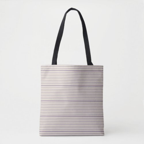 Stripes pattern two tone lilac cream tote bag