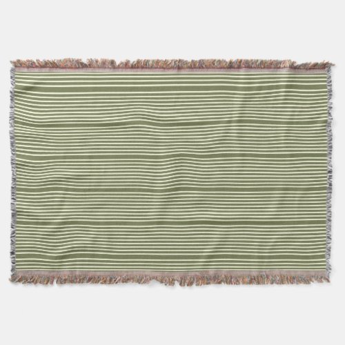 Stripes pattern two tone moss green cream throw blanket