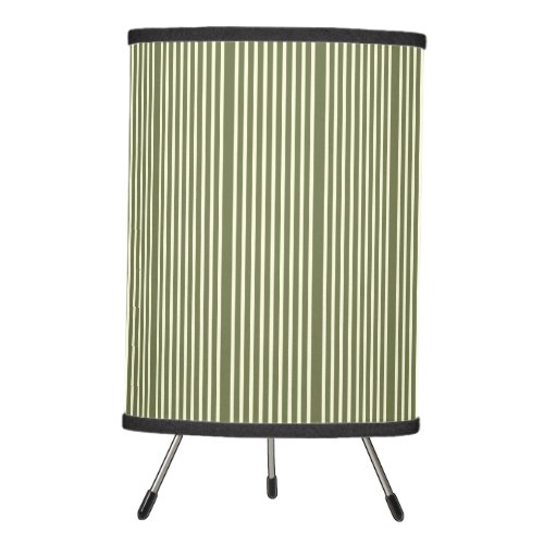 Stripes pattern two tone moss green cream tripod lamp