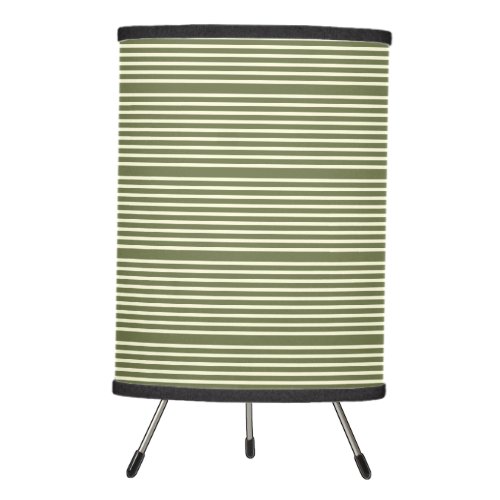 Stripes pattern two tone moss green cream tripod lamp