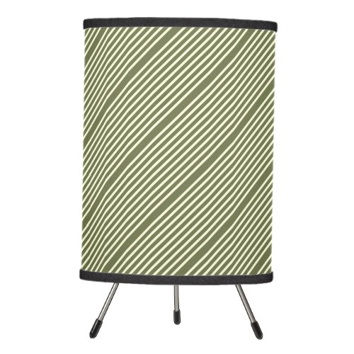 Stripes pattern two tone moss green cream tripod lamp