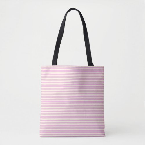 Stripes pattern two tone pink cream tote bag