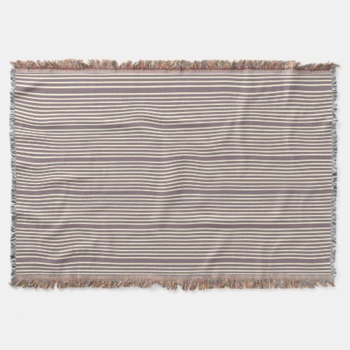 Stripes pattern two tone purple cream throw blanket