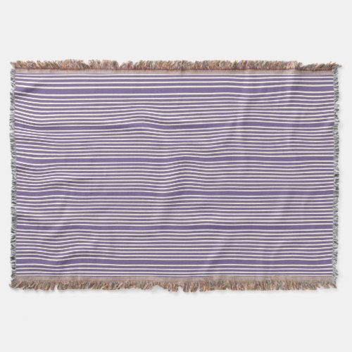 Stripes pattern two tone purple cream throw blanket