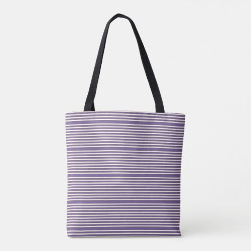 Stripes pattern two tone purple cream tote bag