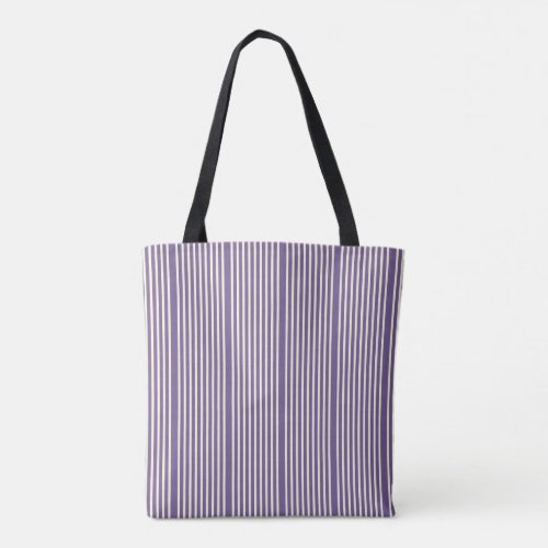 Stripes pattern two tone purple cream tote bag