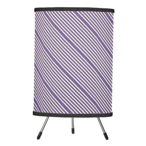 Stripes pattern two tone purple cream tripod lamp