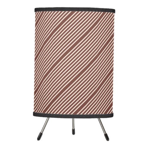 Stripes pattern two tone warm brown pastel pink tripod lamp