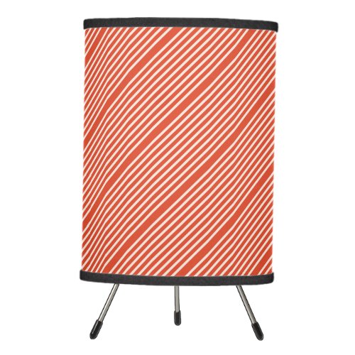 Stripes pattern two tone warm red pastel pink tripod lamp