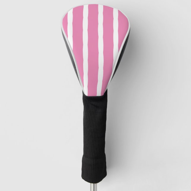 Stripes Patterns Pink White Modern Cute Girly  Golf Head Cover (Front)