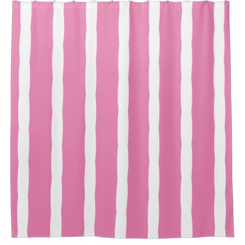 Stripes Patterns Pink White Modern Cute Girly Shower Curtain