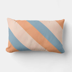 Stripes peach gray orange lumbar pillow
