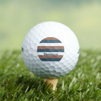 Stripes Personalize Brown Teal White Golf Balls