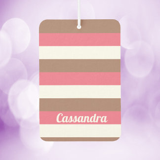 Stripes Personalize Pink Brown White Air Freshener