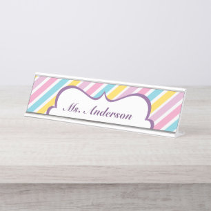 Stripes Personalized Teacher Desk Name Plate