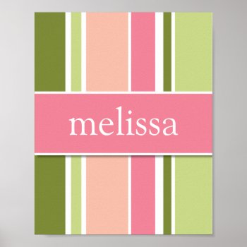 Stripes Personalized Wall Art  Sherbert Poster by charmingink at Zazzle