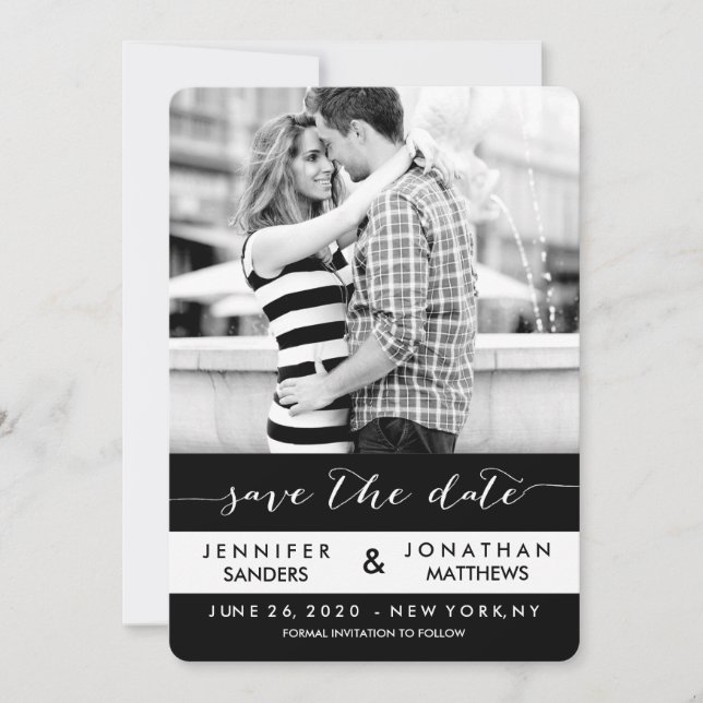 Stripes Photo | Modern Save the Date Cards (Front)