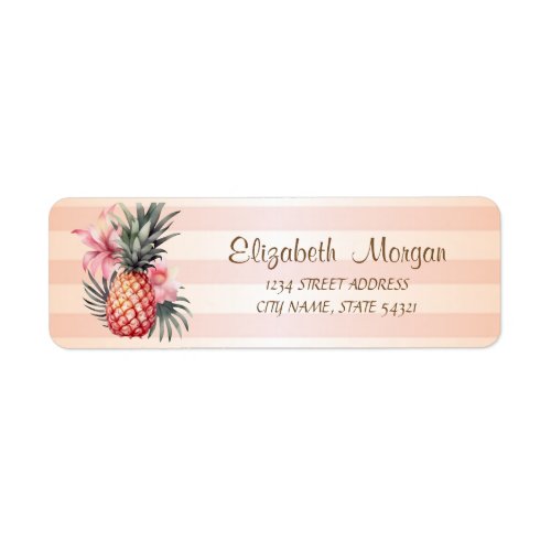 Stripes Pineapple Hibiscus Address Label