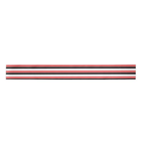 Stripes Pink Black White Pattern Satin Ribbon