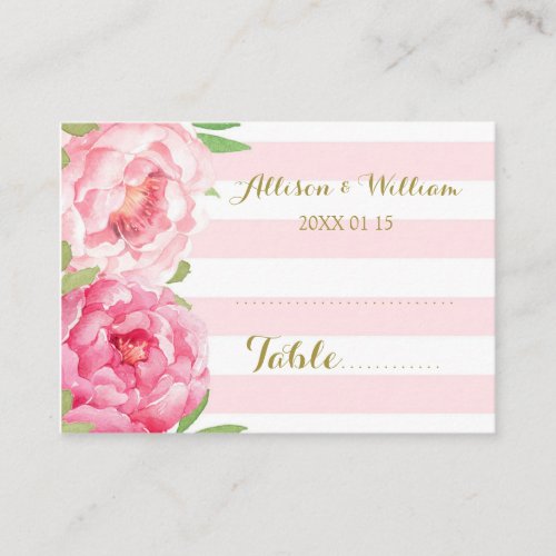 Stripes Pink Floral Table Place Setting Cards