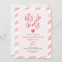 Stripes Pink Galentine's Day Dinner Valentine