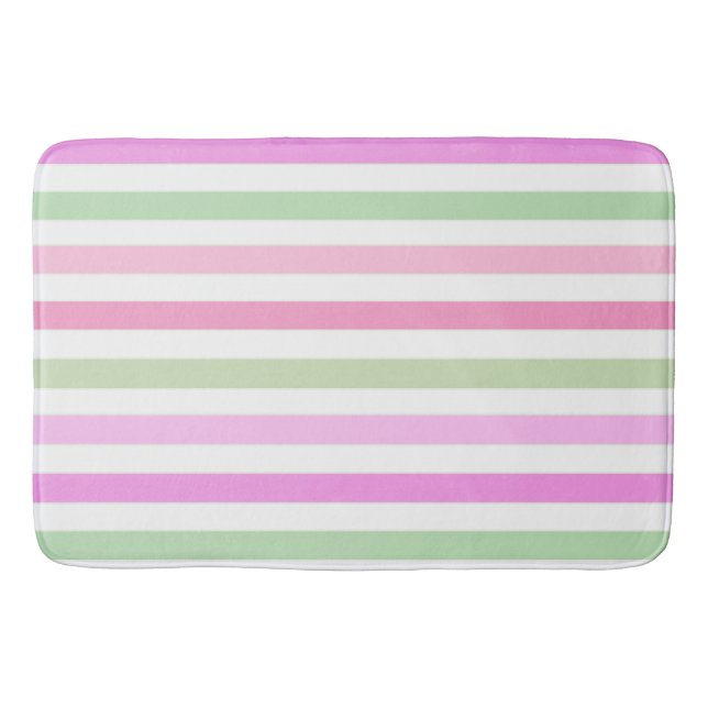 Stripes, pink, green bath mat (Front)