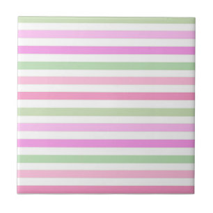 Stripes, pink, green ceramic tile