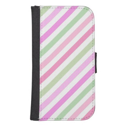 Stripes, pink, green galaxy s4 wallet case