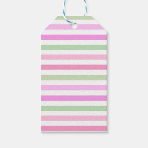 Stripes pink green gift tags
