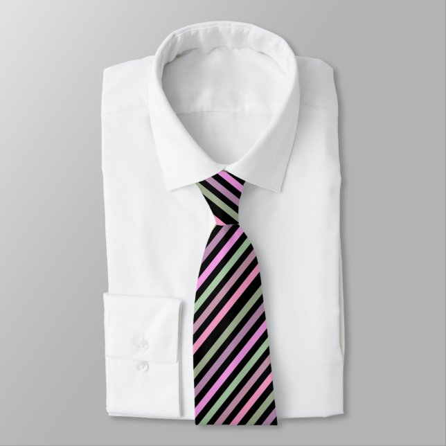 Stripes, pink, green neck tie (Tied)