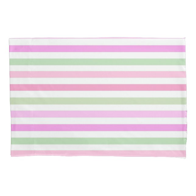 Stripes, pink, green  pillow case (Front)