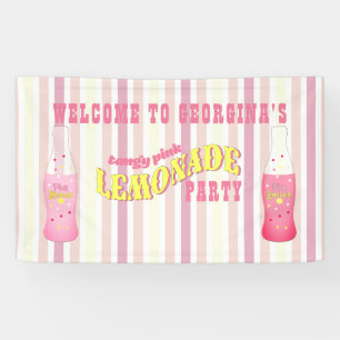Stripes, Pink Lemonade Birthday Banner