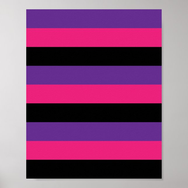 Stripes Pink Purple Black Pretty Poster (Front)