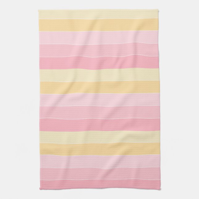 Stripes Pink Purple Yellow  Colors Trendy Elegant Kitchen Towel (Vertical)