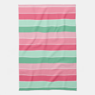 Stripes Pink Red Blue Green Colors Trendy Elegant Kitchen Towel