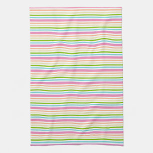 Stripes Pink Red Yellow Blue Green Colors Trendy Kitchen Towel