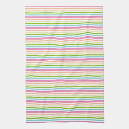 Stripes Pink Red Yellow Blue Green Colors Trendy Kitchen Towel