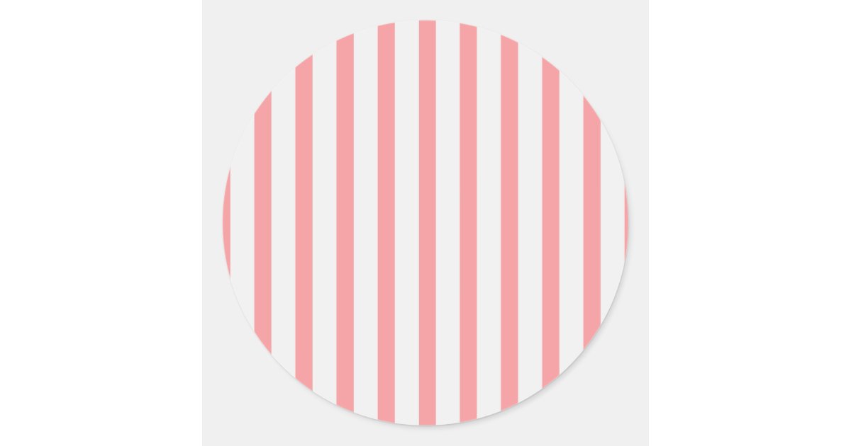 Stripes Pink & White Classic Round Sticker Zazzle